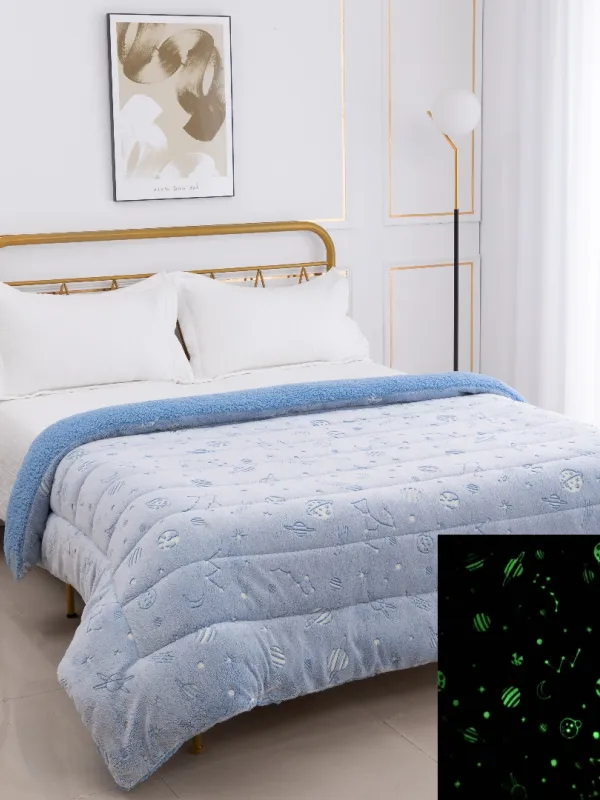 Προϊόν Παιδικό φωσφοριζέ κουβερτοπάπλωμα space (170cm x 220cm) σιέλ Εικόνα