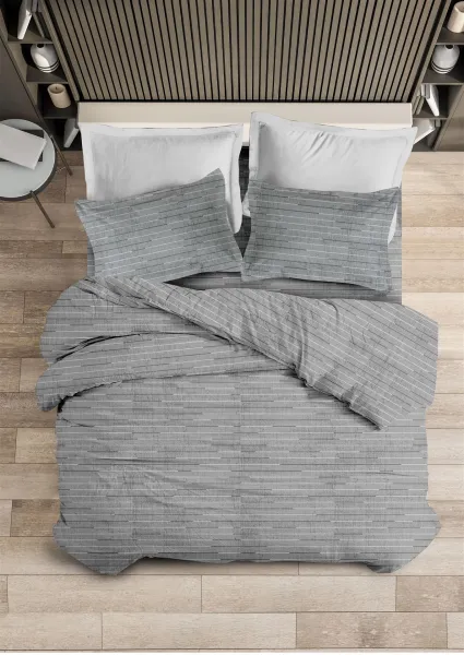 ΣΕΤ ΣΕΝΤ M FLAT LINES (GREY4) 2*170x260 50x70 FLANEL 100%COTTON