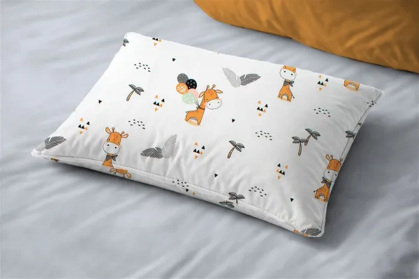 Μαξιλαροθήκη Εμπριμέ bebe Giraffe 599 35X45 White-Orange 100% Cotton