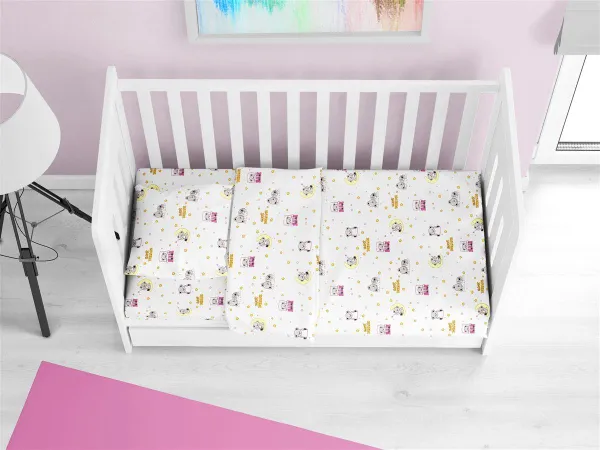 ΚΑΤΩΣΕΝΤΟΝΟ ΜΕ ΛΑΣΤΙΧΟ bebe Sweet Dreams 553 0,70X1,40X0,15 White-Pink 100% Cotton