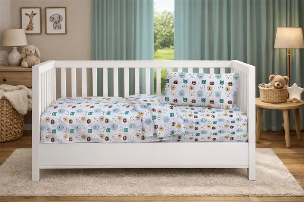 Κατωσέντονο Με Λάστιχο bebe Big Cats 28 0,70X1,40X0,15 Light Aqua 100% Cotton
