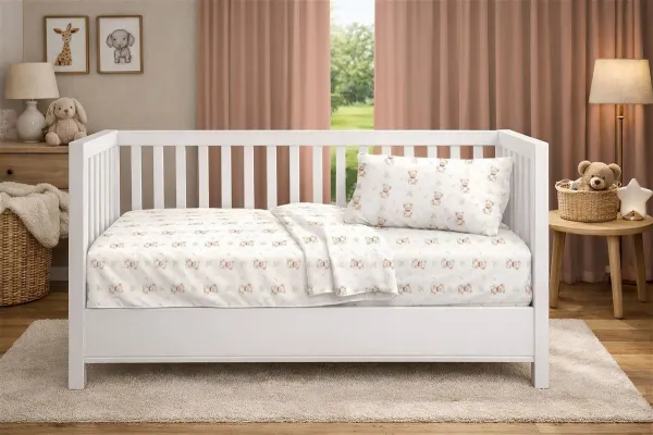 Κατωσέντονο Με Λάστιχο bebe Newborn Bear 716 0,70x1,40x0,15 White-Beige 100% Cotton