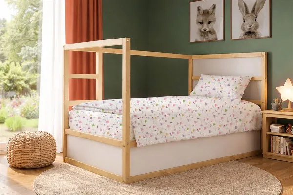 Παπλωματοθήκη Εμπριμέ kids Whimsical Mountainside 587 160X240 White-Pastel Lilac 100% Cotton
