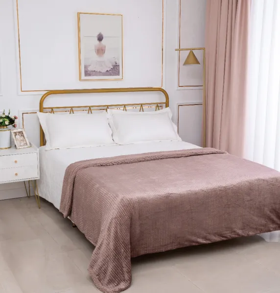 Κουβέρτα με sherpa damask (170cm x 220cm) syklamen