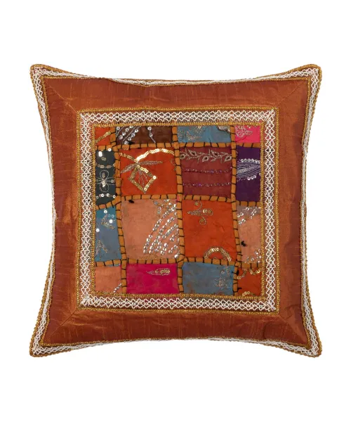 Μαξιλαροθήκη antic με φάσα (40cm x 40cm) καφέ