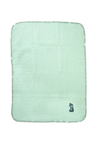 Κουβέρτα Πικέ Με Κέντημα bebe Dinosaur 182 100X160 Mint 100% Cotton