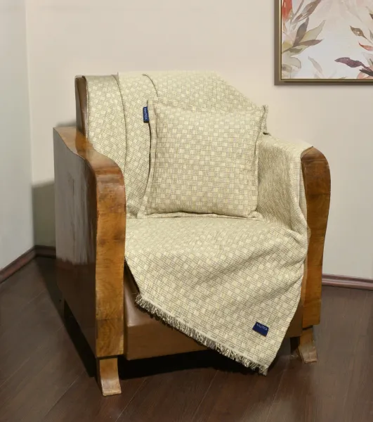 Ριχτάρι Μονοθέσιο 170x180cm Σενίλ Μπεζ Καρρώ Design 1104