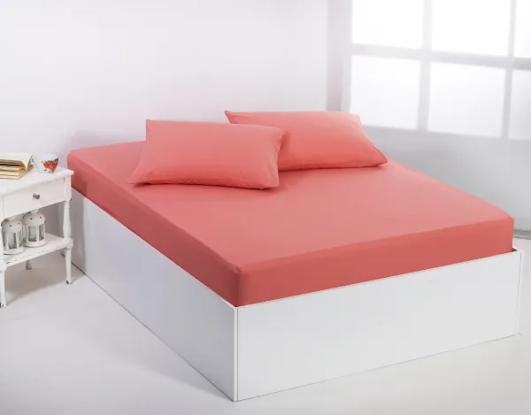 Βαμβακερό σεντόνι essentials (105cm x 200cm + 35cm) coral almond