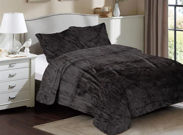 Κουβέρτα Coral Fleece Solid 08 220X240 Grey-Black 100% Polyester