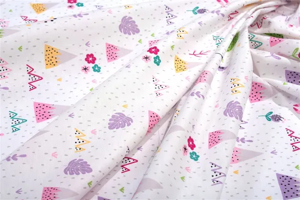 Σεντονάκι Λίκνου bebe Whimsical Mountainside 587 80X110 White-Pastel Lilac 100% Cotton
