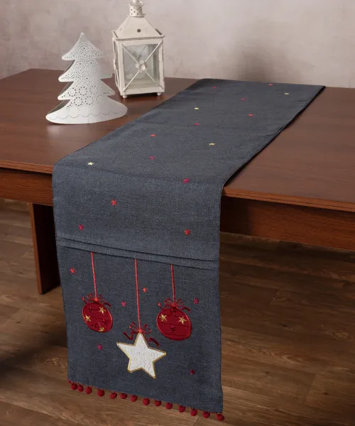 Χριστουγεννιάτικη τραβέρσα NW343 (35cm x 175cm) ανθρακί