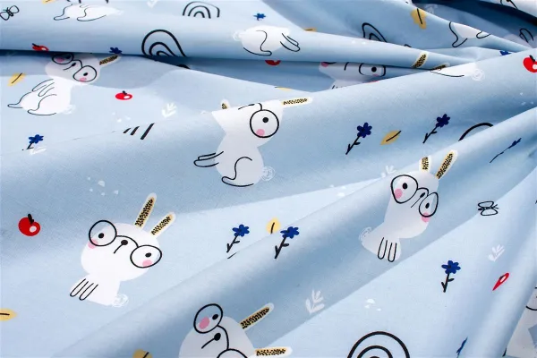 Σεντονάκι Λίκνου bebe Rabbit Garden 584 80X110 Sky Blue 100% Cotton