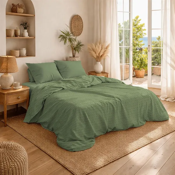 Κουβέρτα Πικέ Μονόχρωμη 325 gr/m² 255x270 Olive 100% Cotton