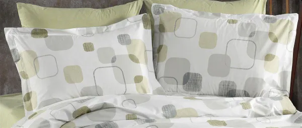 Μαξιλαροθήκη Εμπριμέ Μελίνα 708 50X70 White-Olive 100% Cotton