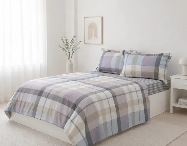 Σετ σεντόνια βαμβακερά 200TC (160cm x 200cm + 35cm) grid