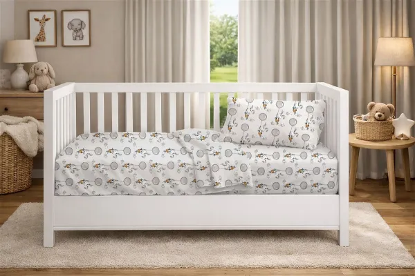 Κατωσέντονο Με Λάστιχο bebe Floating Bunny 715 0,70X1,40X0,15 Grey 100% Cotton
