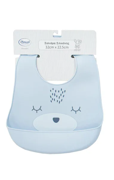 Σαλιάρα Σιλικόνης bebe με Κουμπί & Τσέπη 18 22.5X32 Sky Blue 100% Silicone