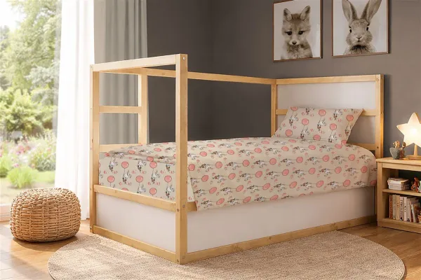 Παπλωματοθήκη Εμπριμέ kids Floating Bunny 714 160X240 Beige-Salmon 100% Cotton