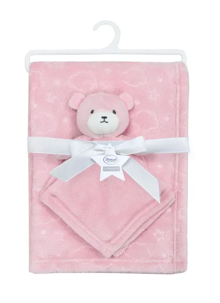 Νάνι-Πανάκι Παρηγοριάς bebe σετ 2 τεμ. Bear 08 33X33 & Κουβέρτα Coral Fleece 75X100 cm Pink 100% Polyester