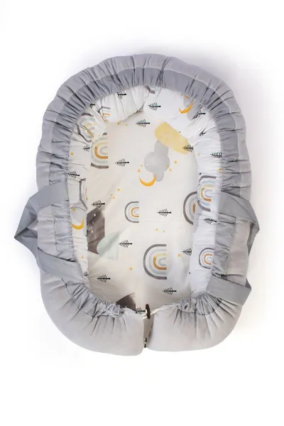 Φωλιά Ύπνου bebe Rainbow 01 85x60x15 White-Grey 100% Cotton