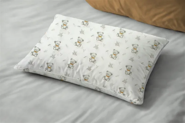 Μαξιλαροθήκη Εμπριμέ bebe Newborn Bear 717 35x45 White-Grey 100% Cotton