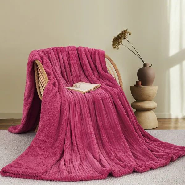 Κουβέρτα Fleece/Sherpa Υπέρδιπλη 220x240 cm Adam Home Φούξια