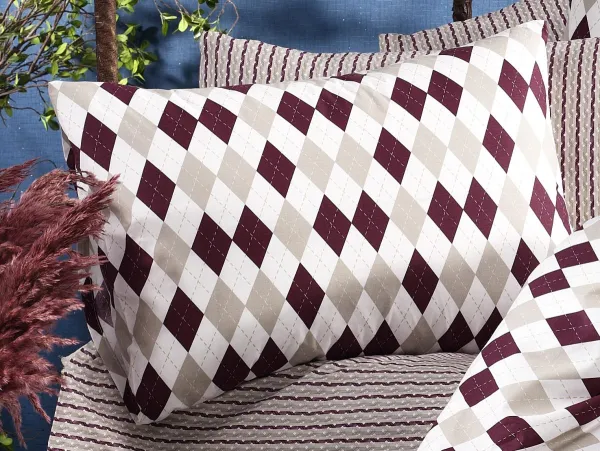 Μαξιλαροθήκη Εμπριμέ Φανέλα DIMcol Diamond 326 Burgundy 50x70 cm