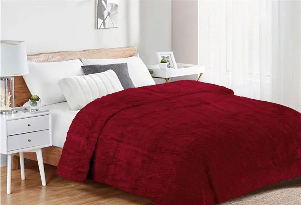 Κουβέρτα Coral Fleece Jacquard Brick 04 220X240 Bordeaux 100% Polyester