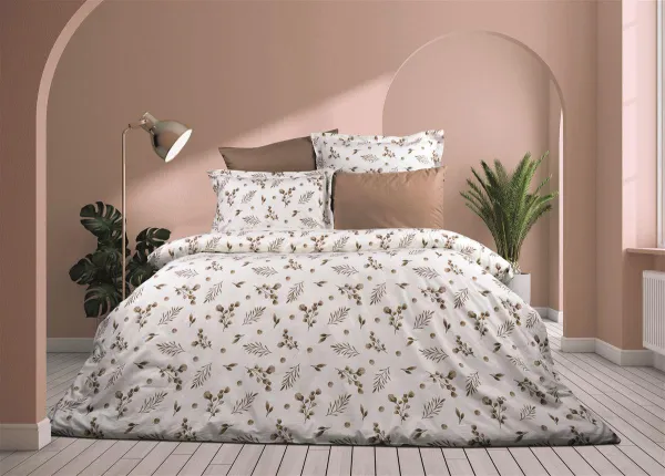Παπλωματοθήκη Εμπριμέ Μυρτώ 352 160X240 Beige 100% Cotton Flannel