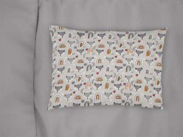 Μαξιλαροθήκη Εμπριμέ kids Fox 527 50X70 Grey 100% Cotton