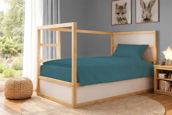 Κουβέρτα Πικέ Μονόχρωμη 325 gr/m² 165x270 Petrol 100% Cotton