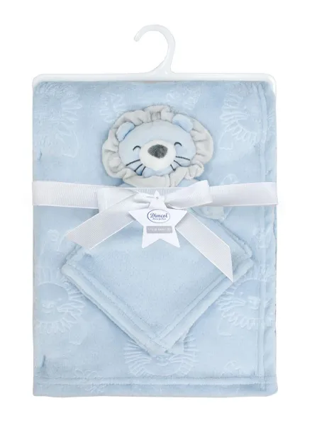 Νάνι-Πανάκι Παρηγοριάς bebe σετ 2 τεμ. Lion 09 33X33 & Κουβέρτα Coral Fleece 75X100 cm Sky Blue 100% Polyester