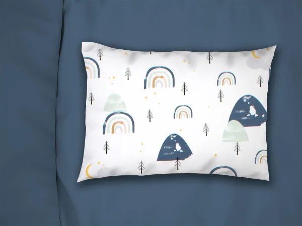 Μαξιλαροθήκη Εμπριμέ bebe Rainbow 574 35X45 White-Blue 100% Cotton
