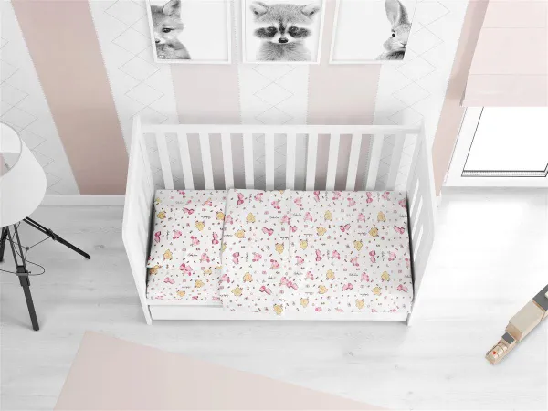 Κατωσέντονο Με Λάστιχο bebe Elephant 072 0,70X1,40X0,15 White-Pink 100% Cotton Flannel