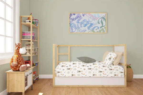Κατωσέντονο Με Λάστιχο bebe Cloudy Bear 581 0,70X1,40X0,15 White-Olive 100% Cotton