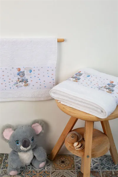 ΠΕΤΣΕΤΑ Με Ψηφιακή Εκτύπωση Σετ 2 τεμ bebe Painter 132 30X50,70X140 Λευκό 100% Cotton