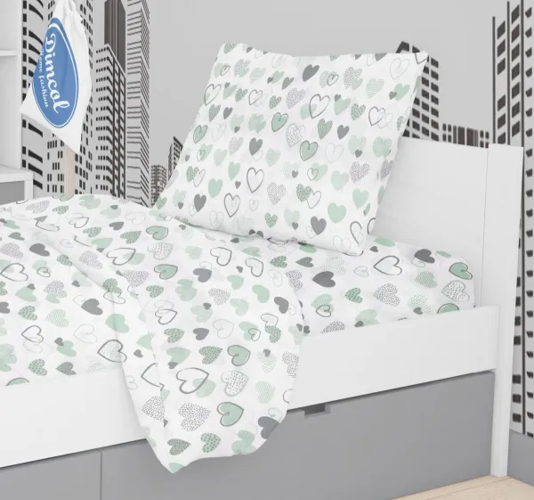 ΜΑΞΙΛΑΡΟΘΗΚΗ ΕΜΠΡΙΜΕ kids Hearts 10 50X70 Green Cotton 100%