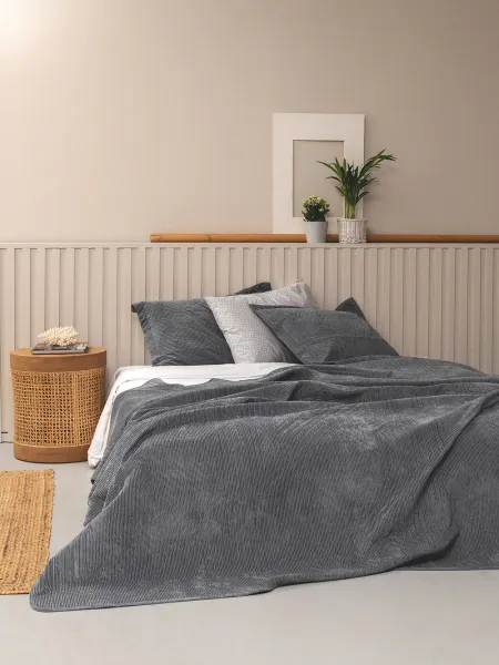 Κουβερλί Υπέρδιπλο 220x240 cm DIZZA GREY - 100% Polyester Velvet