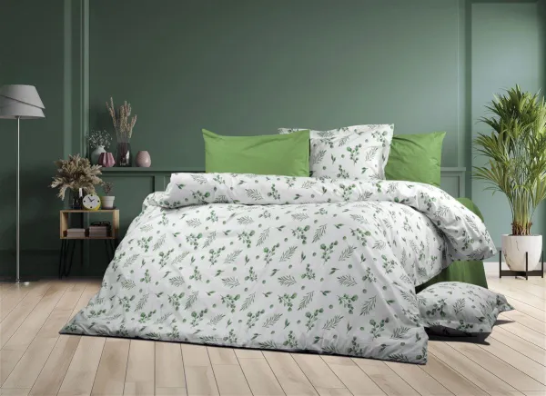Παπλωματοθήκη Εμπριμέ Μυρτώ 351 160X240 Green 100% Cotton Flannel
