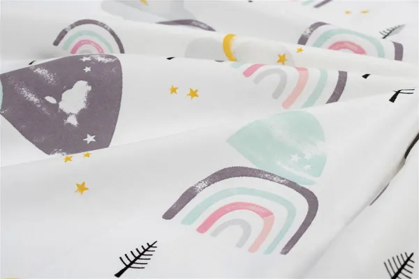 Σεντονάκι Λίκνου bebe Rainbow 575 80X110 White-Pink 100% Cotton