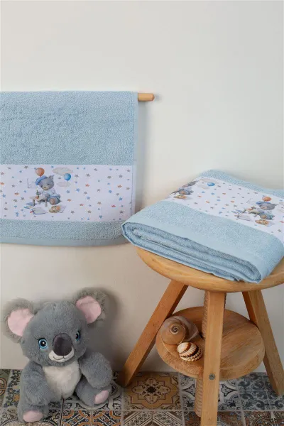 ΠΕΤΣΕΤΑ Με Ψηφιακή Εκτύπωση Σετ 2 τεμ bebe Painter 131 30X50,70X140 Σιελ 100% Cotton