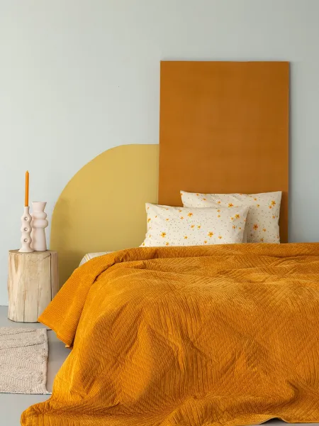 Κουβερλί Υπέρδιπλο 220x240 cm Velvet Κοτλέ DIZZA GOLD