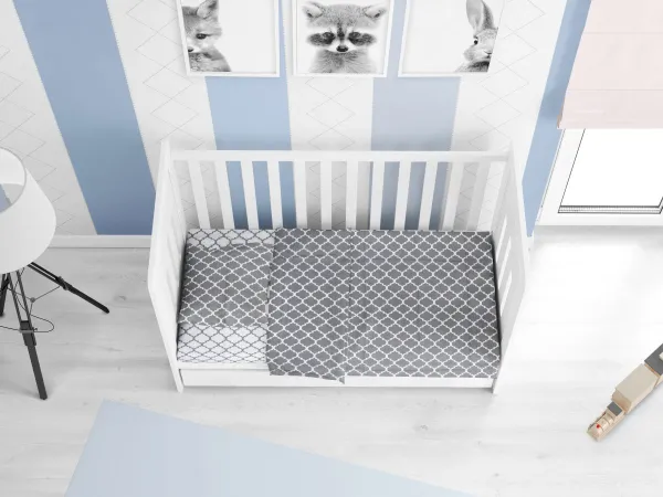 ΣΕΝΤΟΝΙΑ ΕΜΠΡΙΜΕ ΣΕΤ 3 τεμ bebe Windows Multi 137 120X160 Grey-White Cotton 100%
