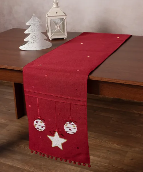 Χριστουγεννιάτικη τραβέρσα NW343 (35cm x 175cm) κόκκινη