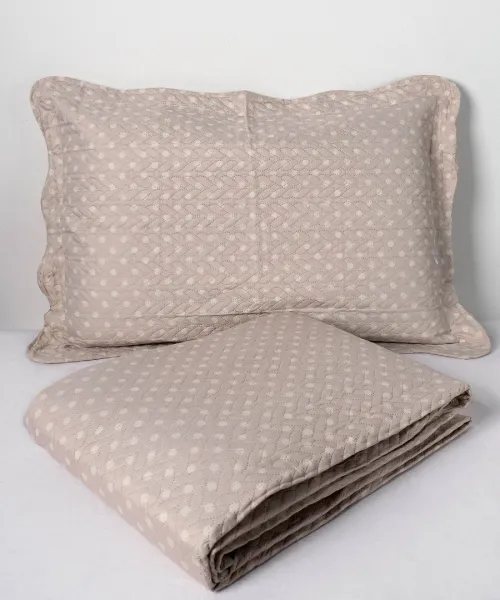 ΚΟΥΒΕΡΛΙ σετ (220cm x 240cm + 2 x 50cm x 70cm) dot beige