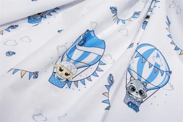 Σεντονάκι Λίκνου bebe The Floating Zoo 596 80X110 White-Blue 100% Cotton