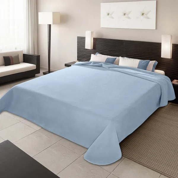 ΚΟΥΒΕΡΤΑ ΙΣΠΑΝΙΑΣ ΜΟΝΗ 160X220 BELPLA STER PLAIN LIGHT BLUE(3)