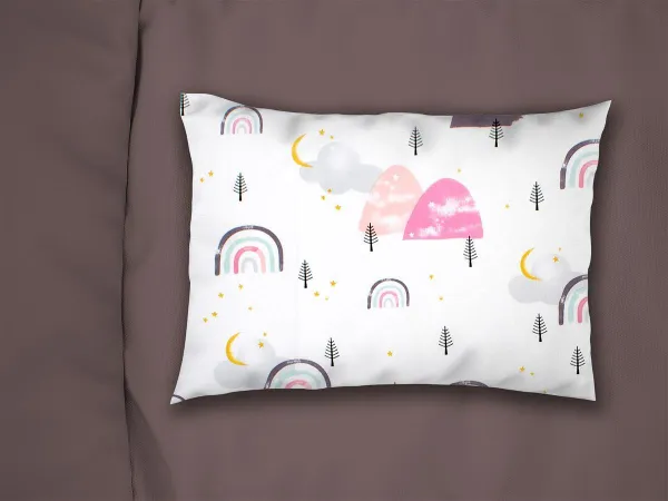 Μαξιλαροθήκη Εμπριμέ bebe Rainbow 575 35X45 White-Pink 100% Cotton