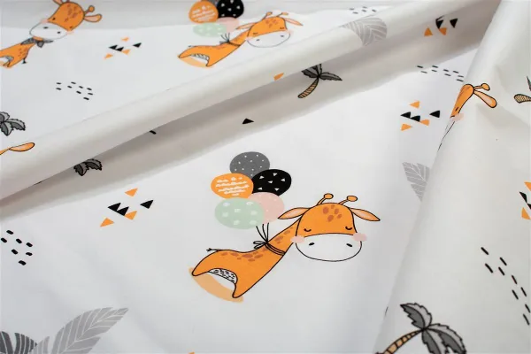 Σεντονάκι Λίκνου bebe Giraffe 599 80X110 White-Orange 100% Cotton