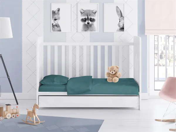 ΠΑΠΛΩΜΑΤΟΘΗΚΗ bebe Solid 494 120X160 Petrol Cotton 100%